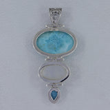 Larimar, Rainbow Moonstone Silver Pendant