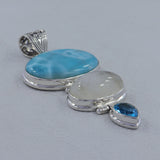 Larimar, Rainbow Moonstone Silver Pendant