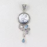 925 Sterling Silver Dendrite Opal Gemstone Pendant Set