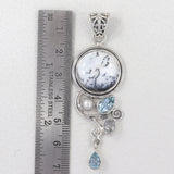 925 Sterling Silver Dendrite Opal Gemstone Pendant Set