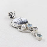 925 Sterling Silver Dendrite Opal Gemstone Pendant Set