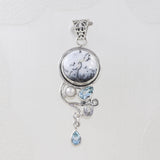 925 Sterling Silver Dendrite Opal Gemstone Pendant Set