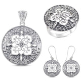 925 Sterling Silver Fillgree Designer Pendant Set