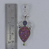 925 Silver Titanium Druzy Pendant