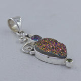 925 Silver Titanium Druzy Pendant