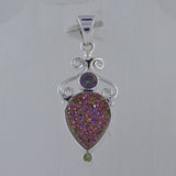 925 Silver Titanium Druzy Pendant