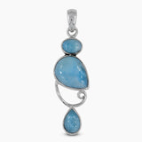 Larimar & Blue Topaz Silver Pendants