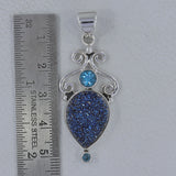 925 Silver Titanium Druzy Pendant