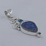 925 Silver Titanium Druzy Pendant