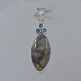 Labradorite, Blue Topaz Silver Pendant