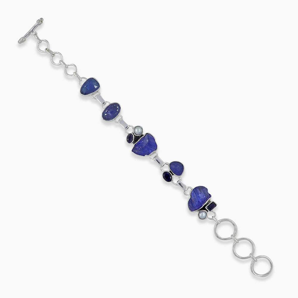 Raw Tanzanite Sterling Silver Bracelets