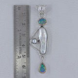 Rainbow Moonstone Silver Pendant