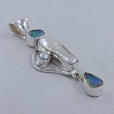 Rainbow Moonstone Silver Pendant