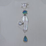 Rainbow Moonstone Silver Pendant