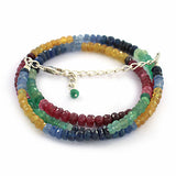 Multi Sapphire, Ruby, Emerald Beads Necklace