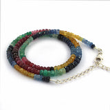 Multi Sapphire, Ruby, Emerald Beads Necklace