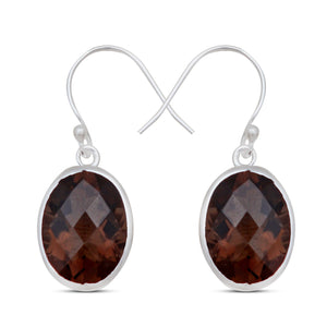 Smoky Quartz Silver Earrings