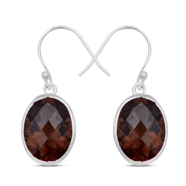 Smoky Quartz Silver Earrings