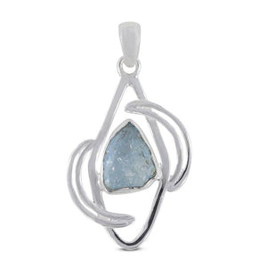 Aquamarine Designer Solid Silver Pendant
