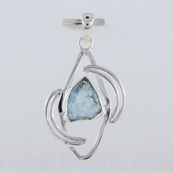 Aquamarine Designer Solid Silver Pendant