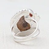 Ammonite & Garnet Silver Rings