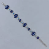 Natural Kyanite & Blue Topaz Silver Bracelet