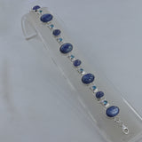 Natural Kyanite & Blue Topaz Silver Bracelet