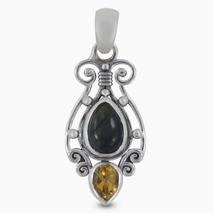 Tiger Eye & Citrine Silver Pendants