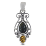 Tiger Eye & Citrine Gemstone Pendant