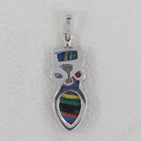 Rainbow Calsilica With Multi color Gemstone Silver Pendant