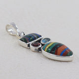 Rainbow Calsilica With Multi color Gemstone Silver Pendant