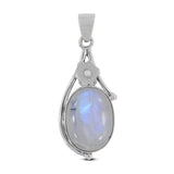 Rainbow Moonstone Gemstone Silver Pendant