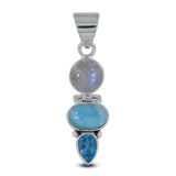 Rainbow Moonstone Silver Pendent