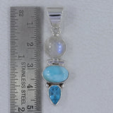 Rainbow Moonstone Silver Pendent