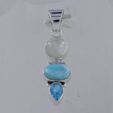 Rainbow Moonstone Silver Pendent