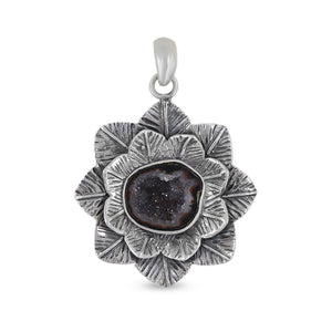 Tabasco Geode Lotus Designer Silver Pendant