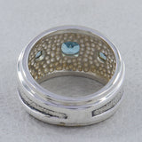 925 Silver Blue Topaz Three Stone Men's Ring