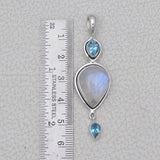 Rainbow Moonstone Sterling Silver Pendant - Moonstone Jewelry