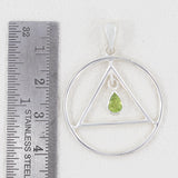 Garnet Triangle in Circle Silver Pendant