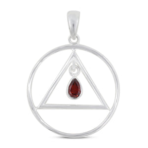 925 Sterling Silver Garnet Pendant