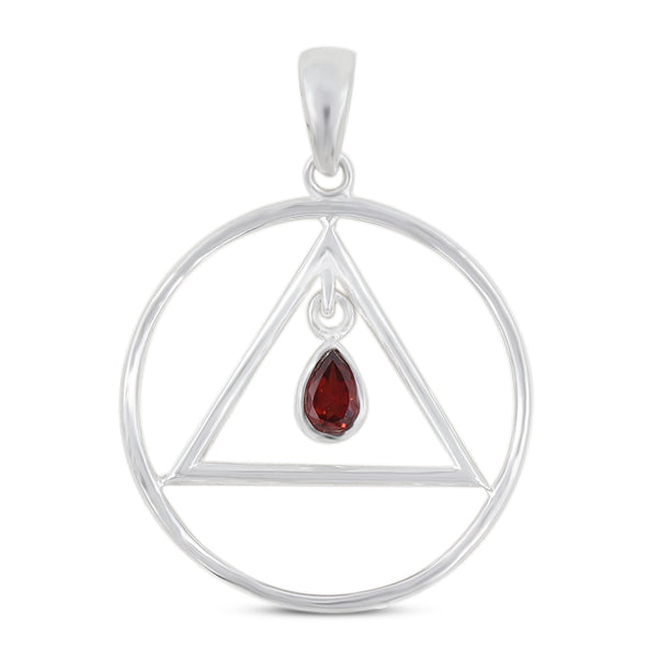 925 Sterling Silver Garnet Pendant