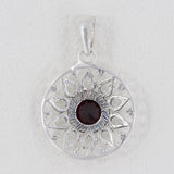 Garnet Pendant 925 Sterling Silver