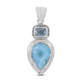 Larimar, Blue Topaz 925 Silver Pendant