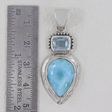 Larimar, Blue Topaz 925 Silver Pendant