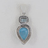 Larimar, Blue Topaz 925 Silver Pendant