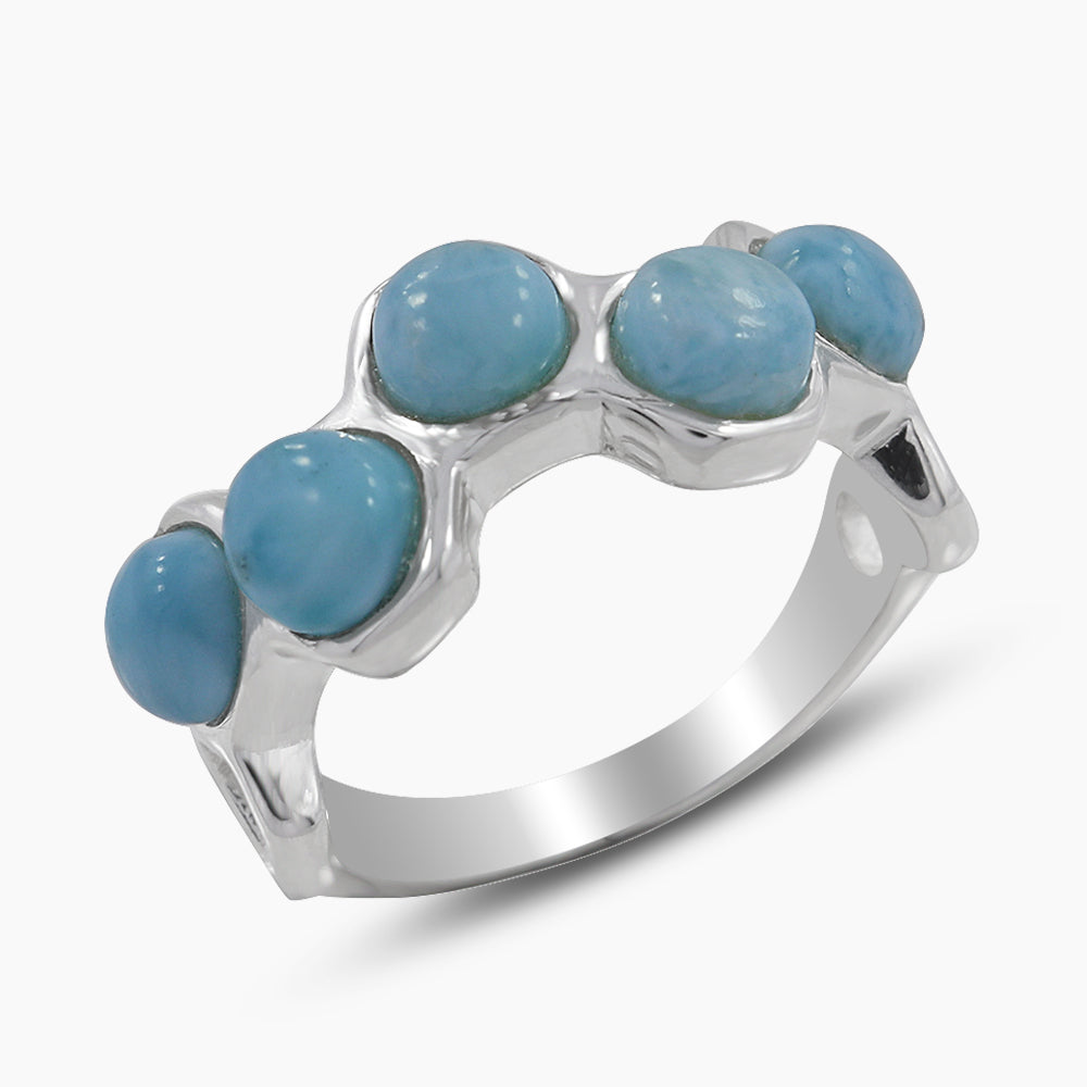Larimar Silver Band Rings