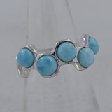 Hexagonal Larimar Half Eternity Band Ring