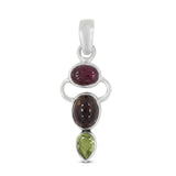 Multi Color Tourmaline 925 Sterling Silver Pendant