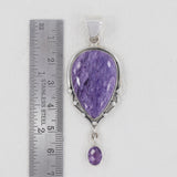 Charoite Stone 925 Sterling Silver Drop Pendant