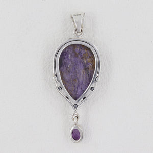 925 Sterling Silver Charoite Pendant